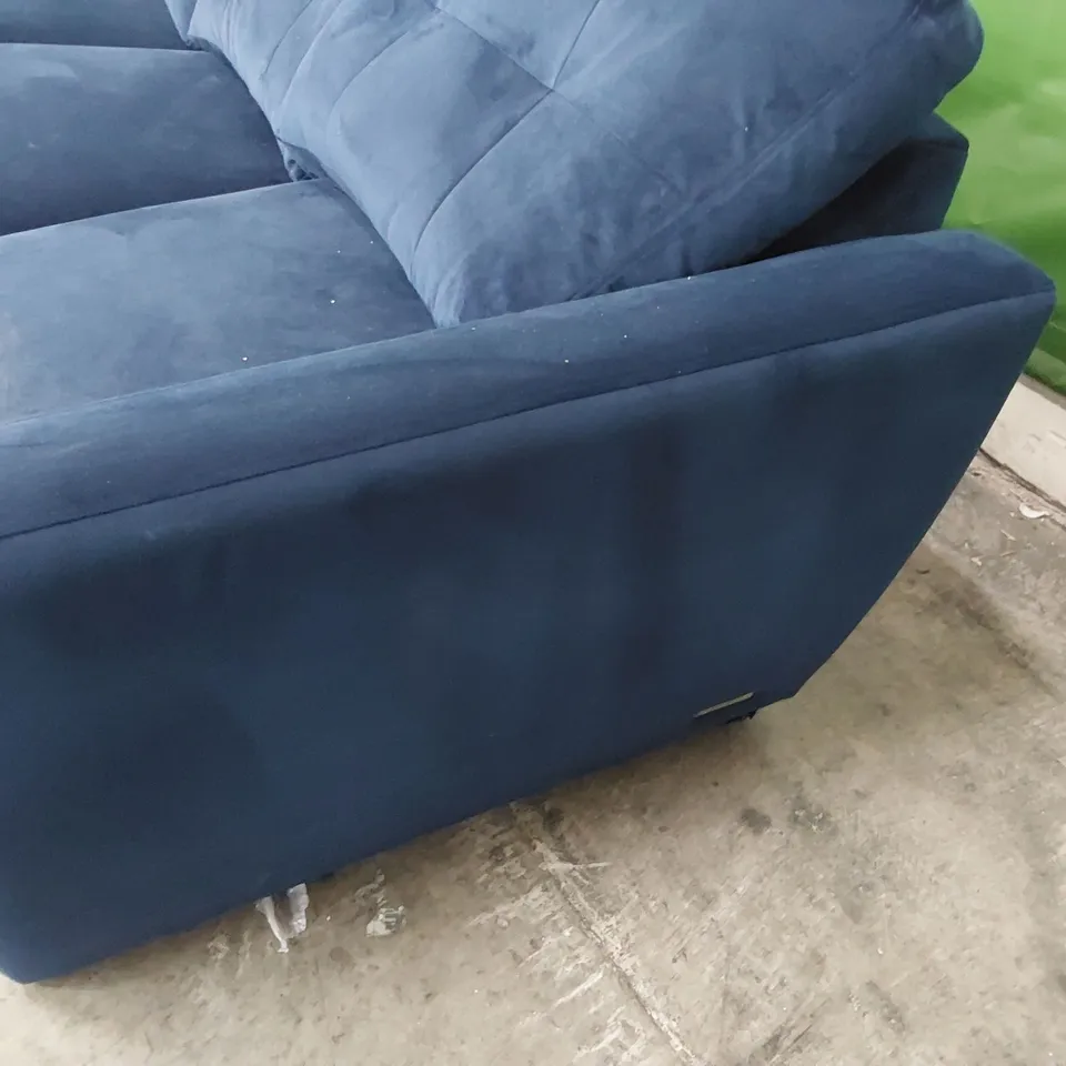 QUALITY BRITISH DESIGNER LOUNGE Co. FOUR SEATER SOFA PLUSH BLUE FABRIC 