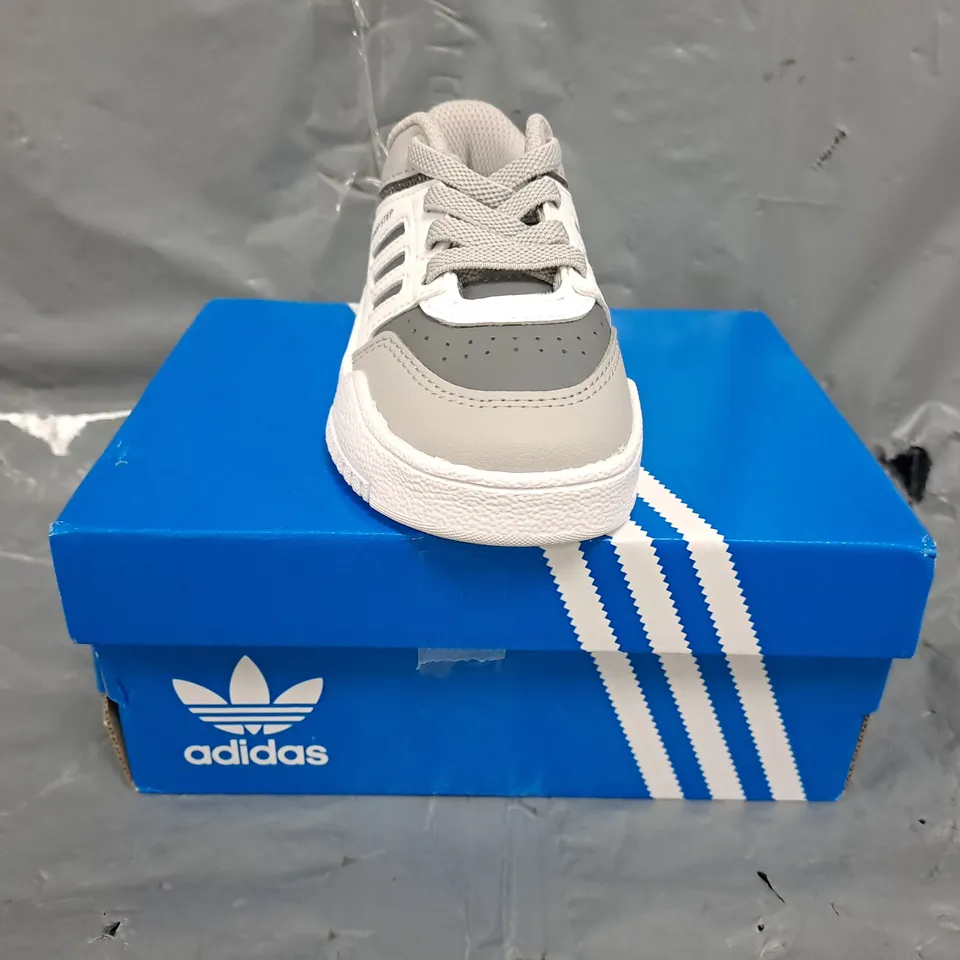 BOXED PAIR OF ADIDAS DROP STEP LOW INFANT'S SHOES IN WHITE/GREY SIZE UK 6