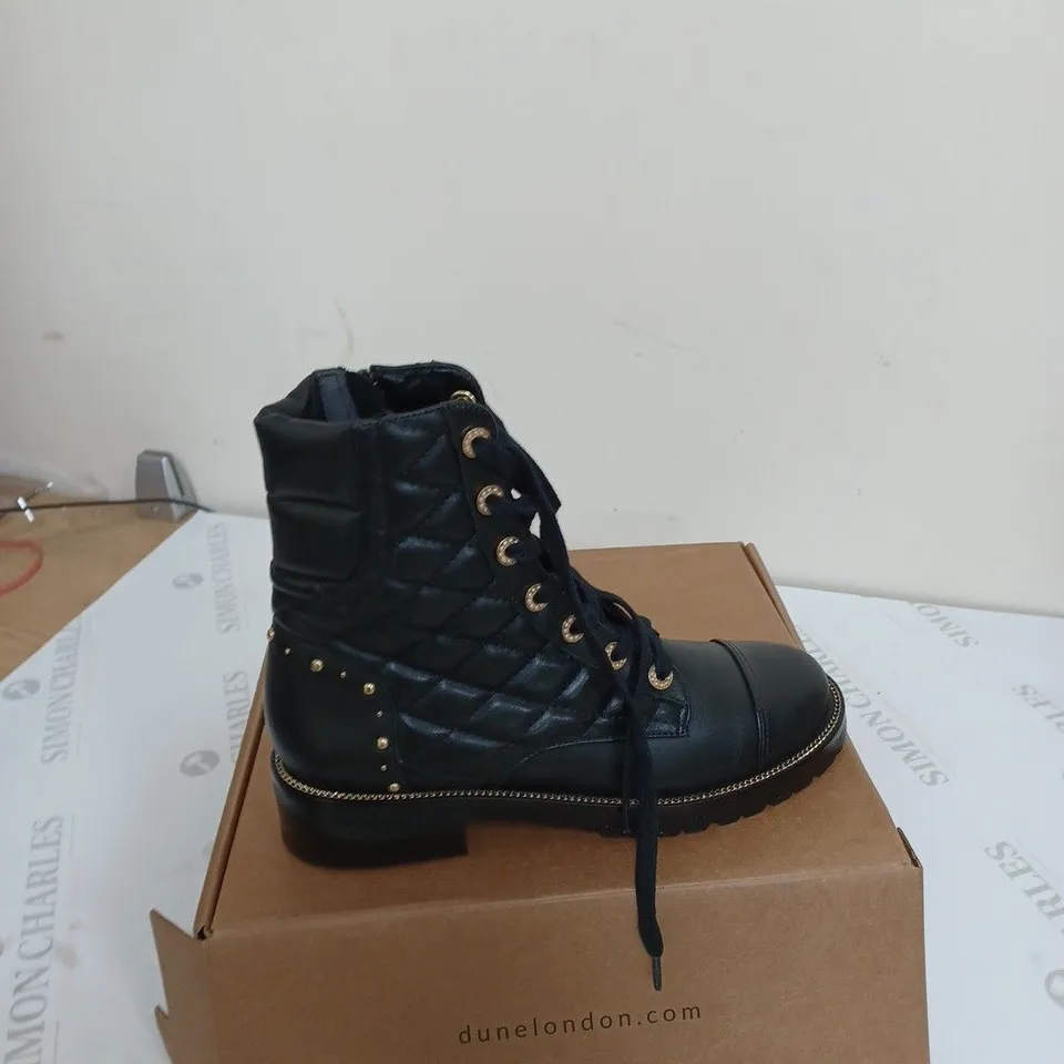 DUNE PAMPAS BLACK LEATHER ANKLE BOOT SIZE 6