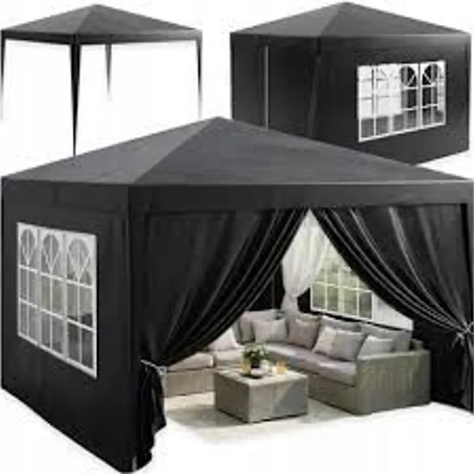 BOXED GARDEN TENT GAZEBO PAVILION FOR GARDEN 4 WALLS 300 X 300 X 250 CM 3X3M