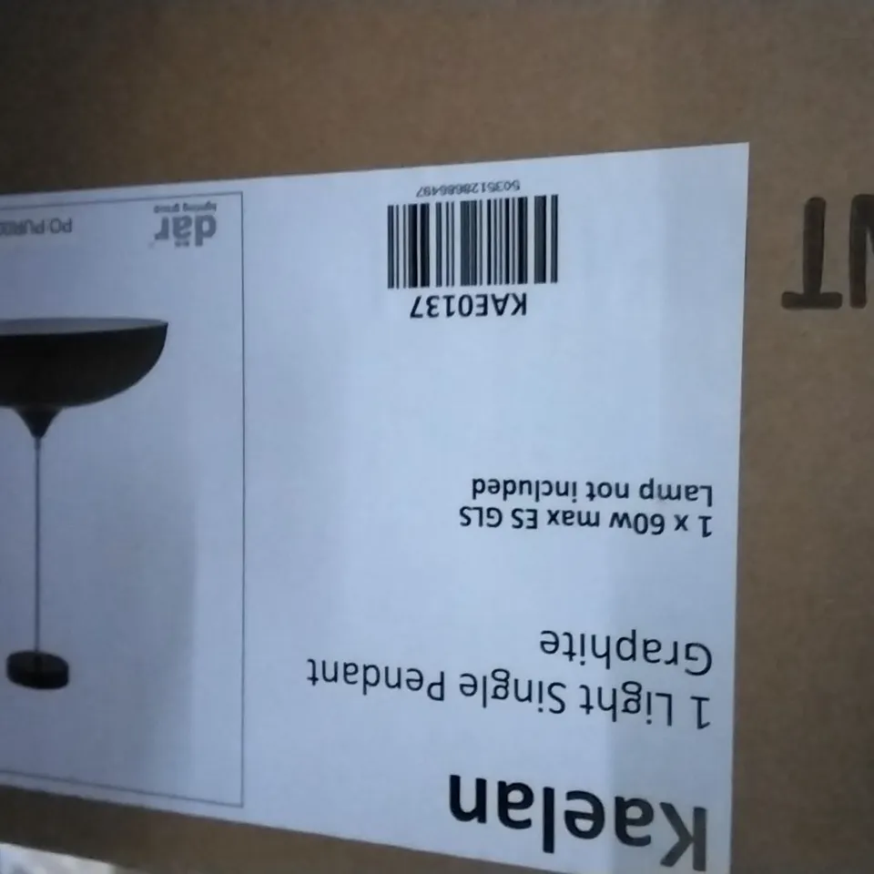 BOXED KAELAN 1-LIGHT SINGLE PENDANT GRAPHITE 