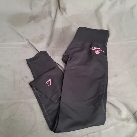 GYMSHARK GLOW LEGGINGS IN BLACK/PINK SIZE XXS