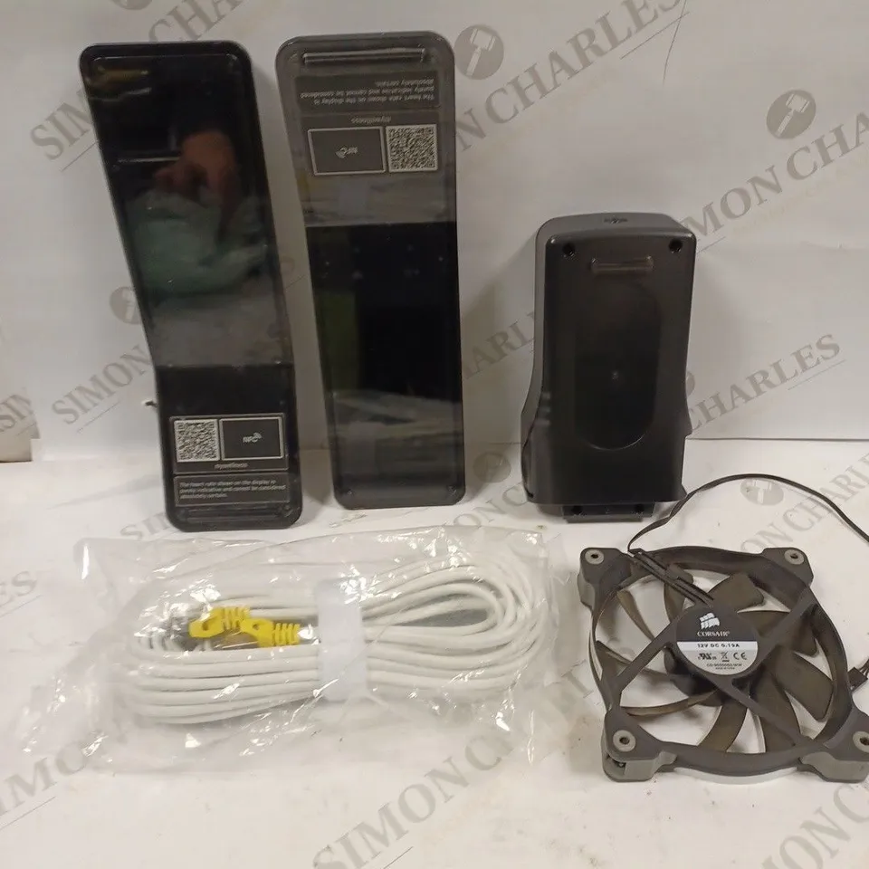 BOX TO CONTAIN APPROX. 10 X ASSORTED TECH PRODUCTS. INCLUDES PC COOLING FAN, CABLES ETC 