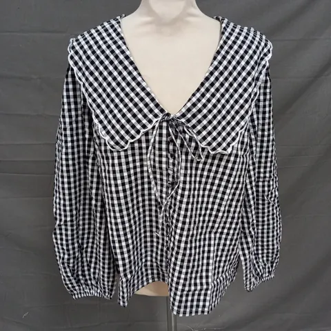 NOBODY'S CHILD BIRDIE BLOUSE IN BLACK AND WHITE SIZE 14