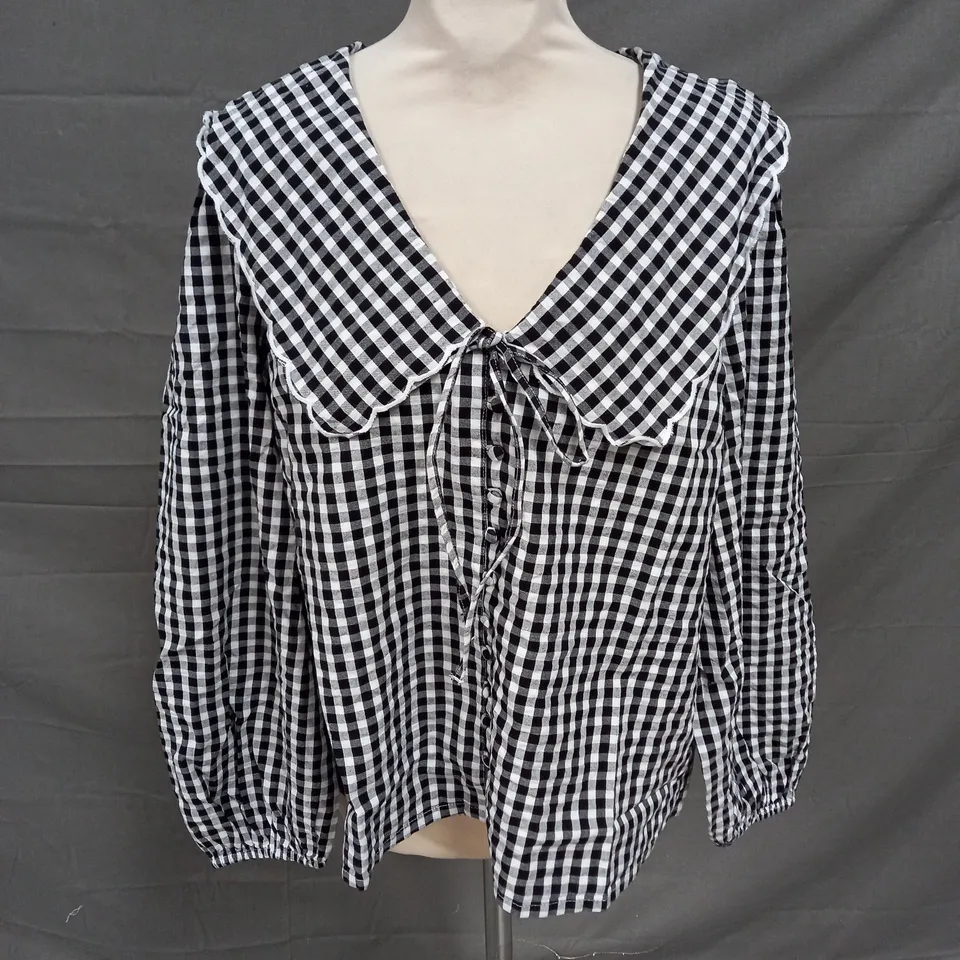 NOBODY'S CHILD BIRDIE BLOUSE IN BLACK AND WHITE SIZE 14