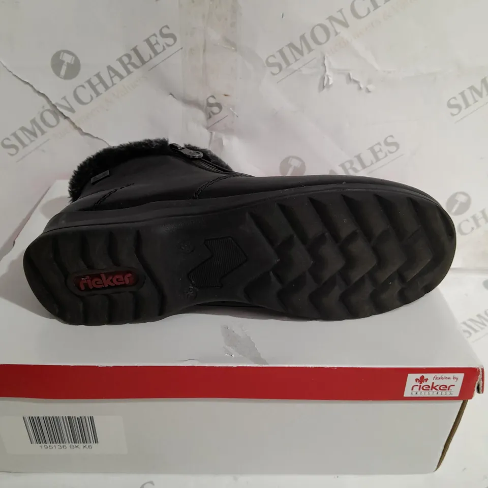 RIEKER FUR CUFF BOOTS, BLACK - SIZE 6