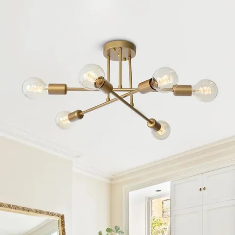 BOXED LISINSKI SEMI FLUSH MOUNT 6 LIGHT FITTING 