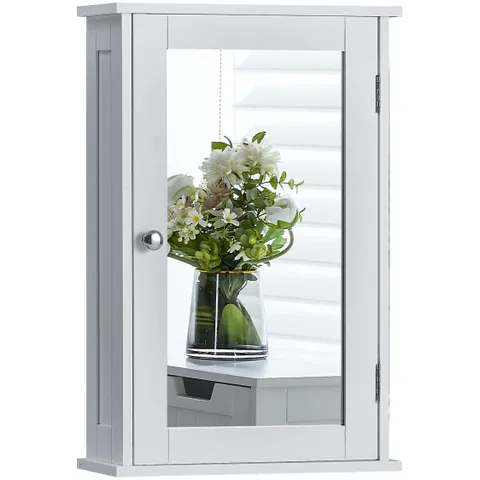 BOXED BATH VIDA PRIANO WHITE SINGLE DOOR MIRROR BATHROOM CABINET