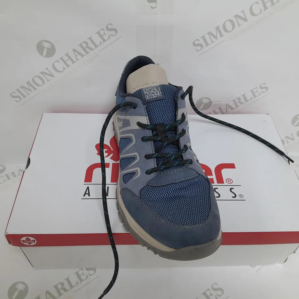 BOXED PAIR OF RIEKER WALKING SHOES IN NAVY SIZE 5