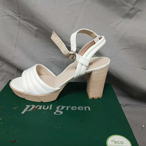 PAUL GREEN WHITE PATENT LEATHER WEDGE SANDALS – UK 6