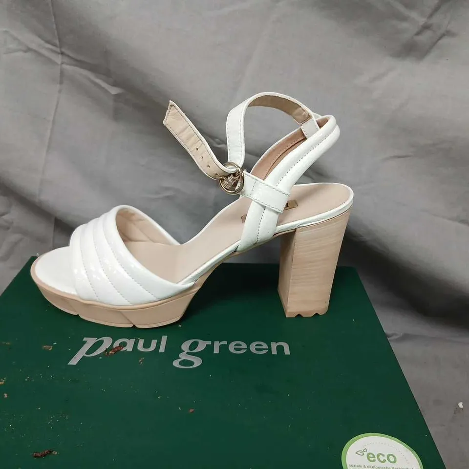 PAUL GREEN WHITE PATENT LEATHER WEDGE SANDALS – UK 6