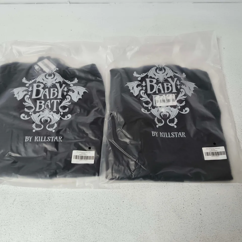 LOT OF APPROXIMATELY 35 BRAND NEW KILLSTAR MINI ASSASSINS CARDIGANS IN BLACK - UNCHECKED SIZES