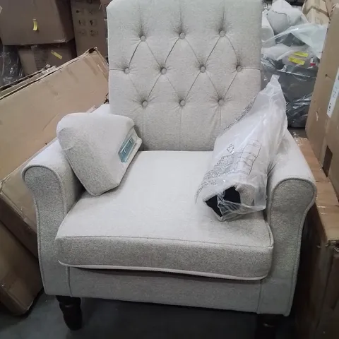 BOXED WINGBACK ACCENT CHAIR SOLID WOOD LEGS 