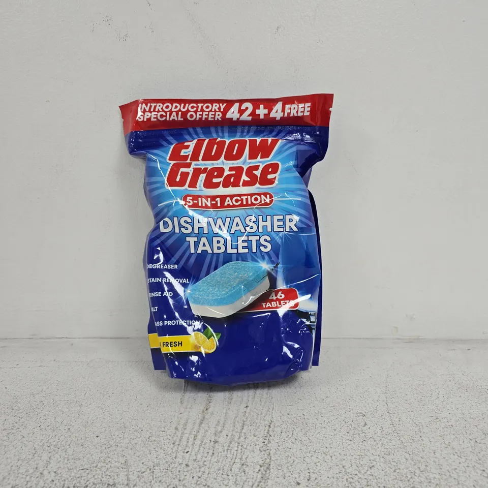 ELBOW GREASE 5 IN 1 ACTION DISHWATER TABLETS 46 IN PACK LEMON FRESH