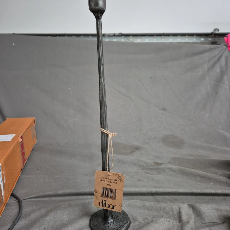 PAIR OF DIBOR 42CM ANTIQUE BLACK SLIM CANDLESTICKS