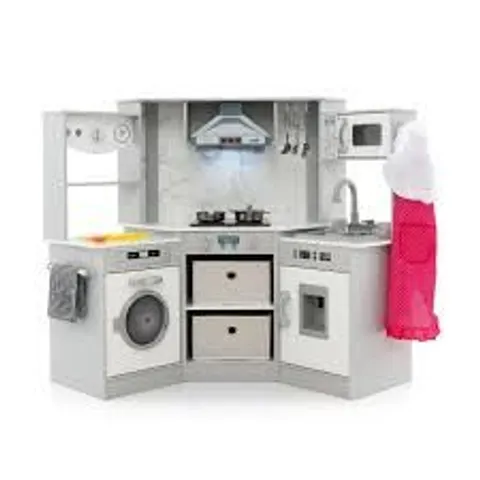 BOXED COSTWAY GREY KIDS WOODEN KITCHEN PLAYSET WITH LIGHTS