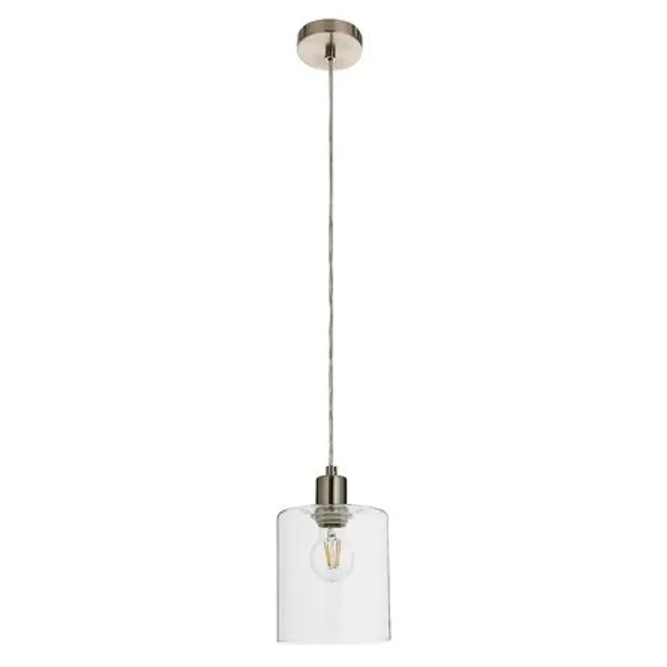 BOXED AMER 1-LIGHT BRUSHED NICKEL CYLINDER PENDANT