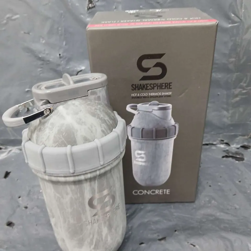 BOXED SHAKESPHERE HOT/COLD THERMOS SHAKER - CONCRETE 