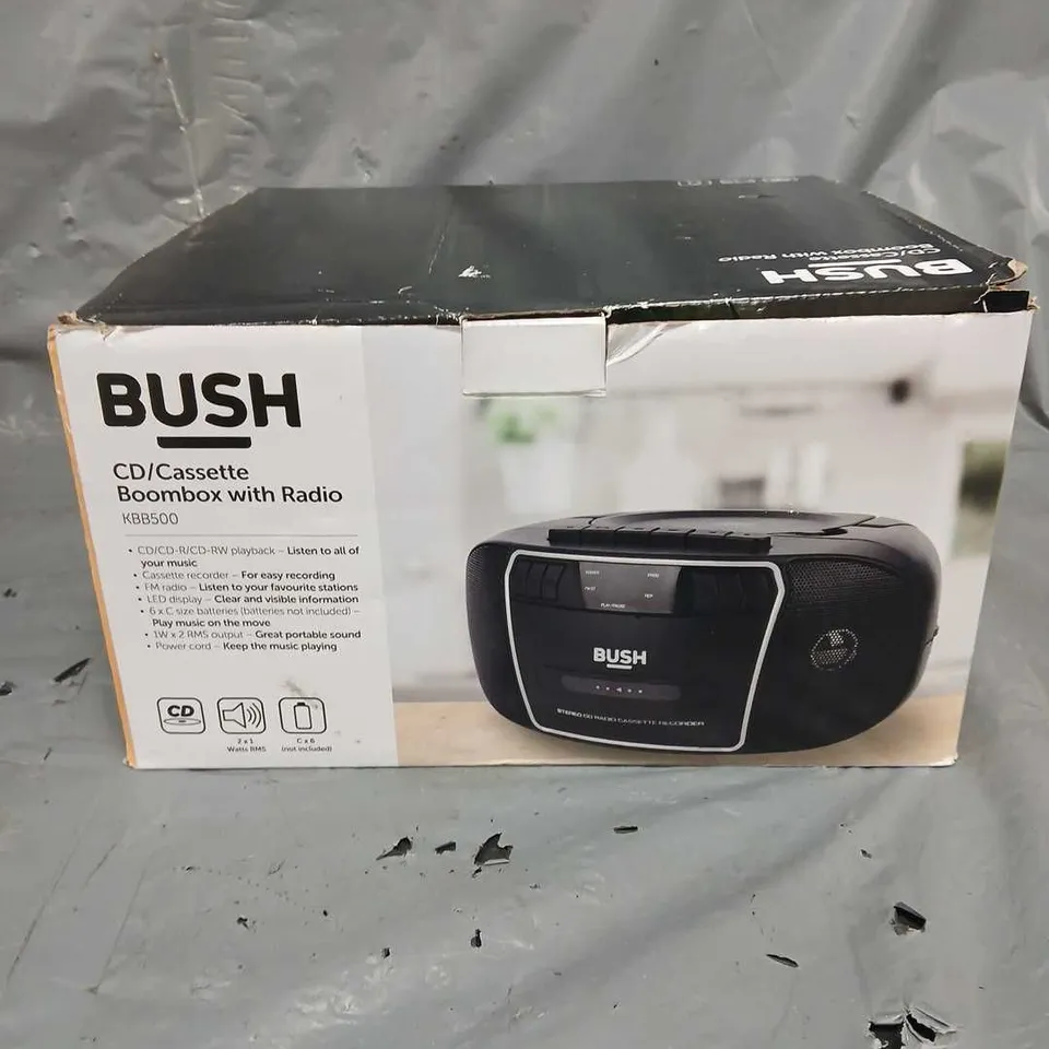 BUSH CD/CASSETTE BOOMBOX WITH RADIO
