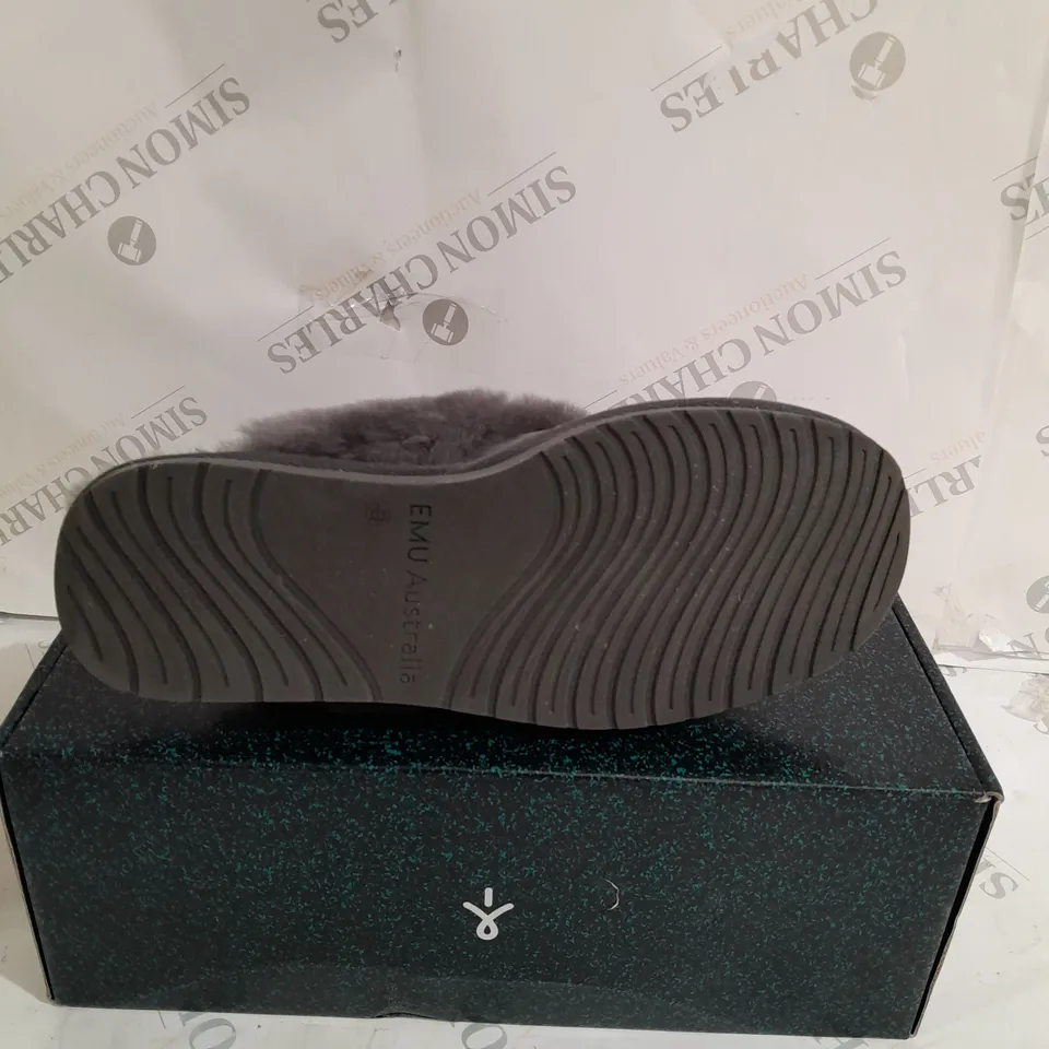 BOXED EMU NEST JOLIE SHEEPSKIN SLIPPERS, CHARCOAL - SIZE 7
