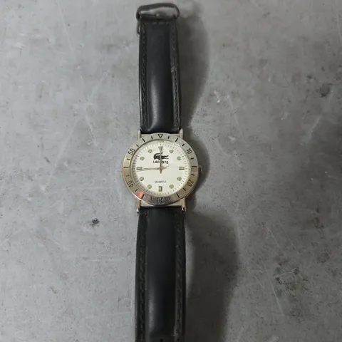 LACOSTE LEATHER STRAP WHITE DIAL WATCH 