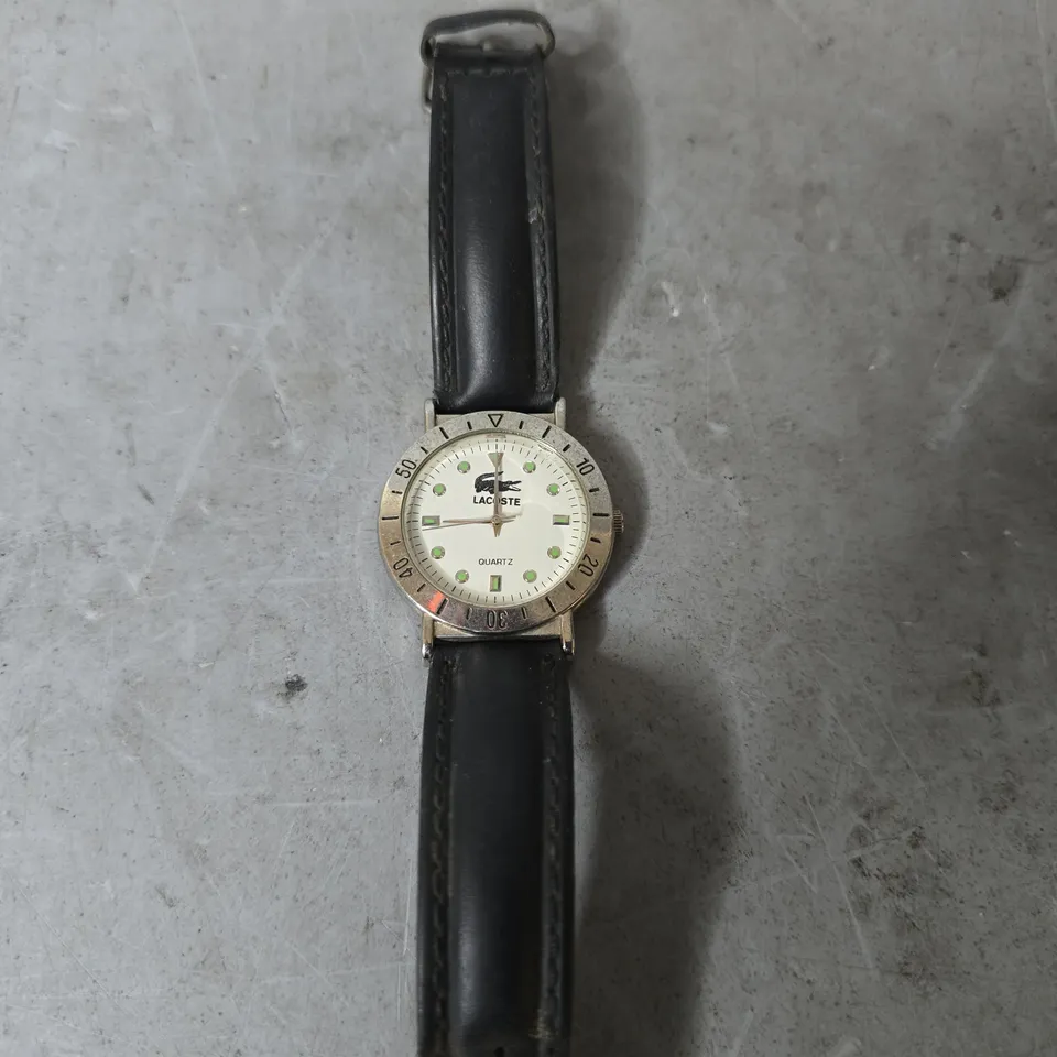 LACOSTE LEATHER STRAP WHITE DIAL WATCH 