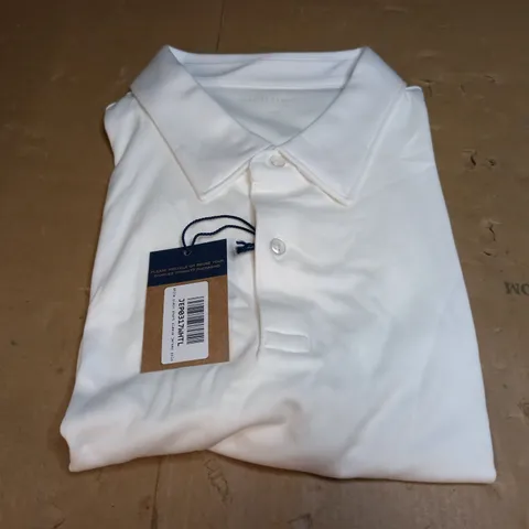 CHARLES TYRWHITT WHITE PLAIN SHORT SLEEV JERSEY POLO- LARGE