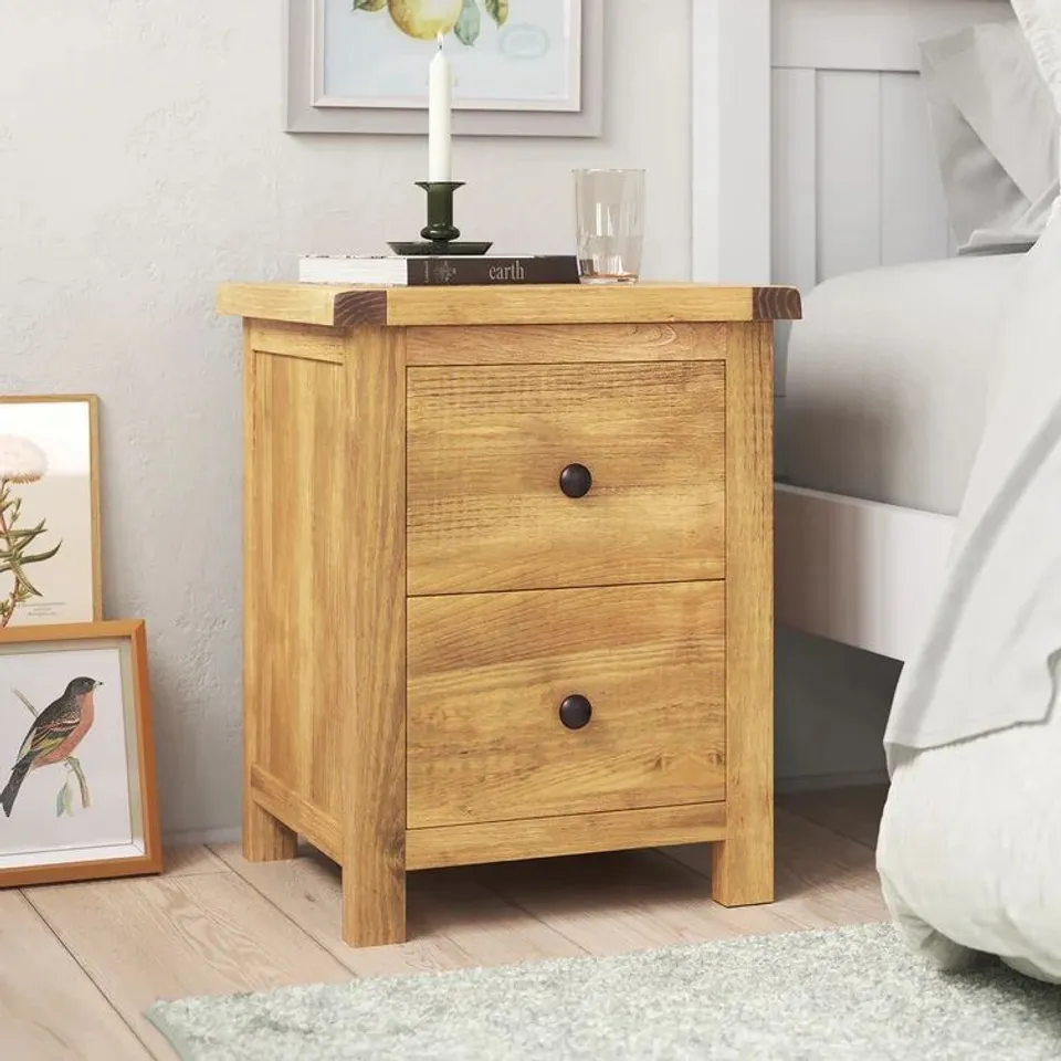 BOXED AUDETTE 2 DRAWER BEDSIDE TABLE 
