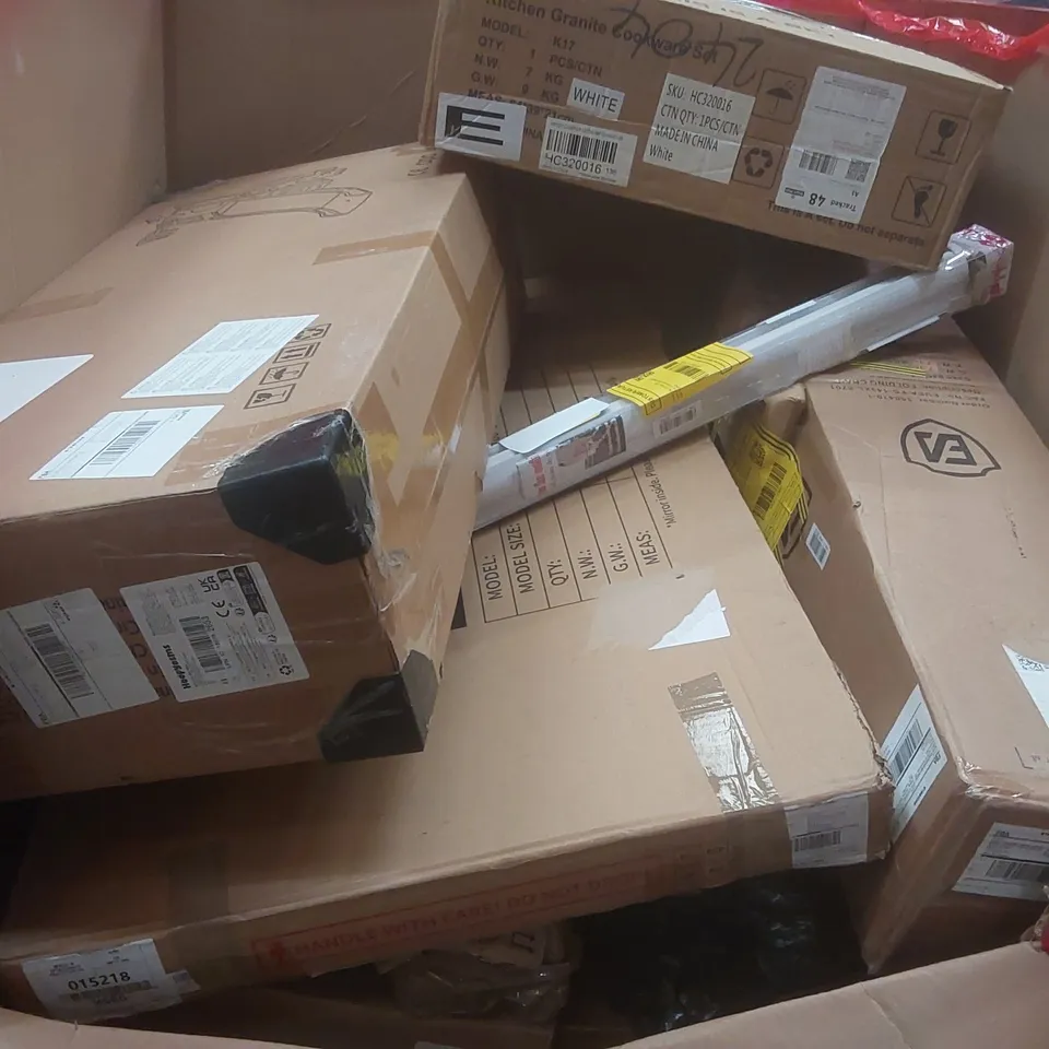 PALLET CONTAINING A LARGE QUANTITY OF ASSORTED ITEMS INCLUDING: SLIDE, COOKWARE SET, BLINDS ECT
