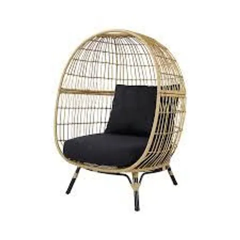 BOXED GOODHOME APOLIMA BROWN & EBONY BLACK RATTAN EFFECT EGG CHAIR (1 BOX)