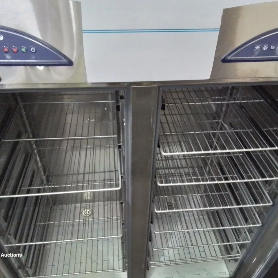 WILLIAMS FG2TSS 2 DOOR FISH/MEAT UPRIGHT COMMERCIAL FRIDGE (DAMAGE TO TOP)