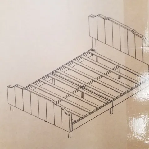 BOXED UPHOLSTERED BED - BEIGE (SIZE UNSPECIFIED, 2 BOXES)