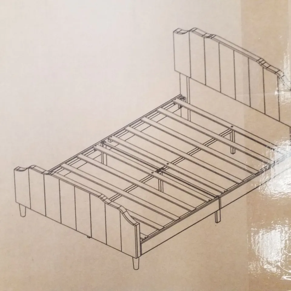 BOXED UPHOLSTERED BED - BEIGE (SIZE UNSPECIFIED, 2 BOXES)