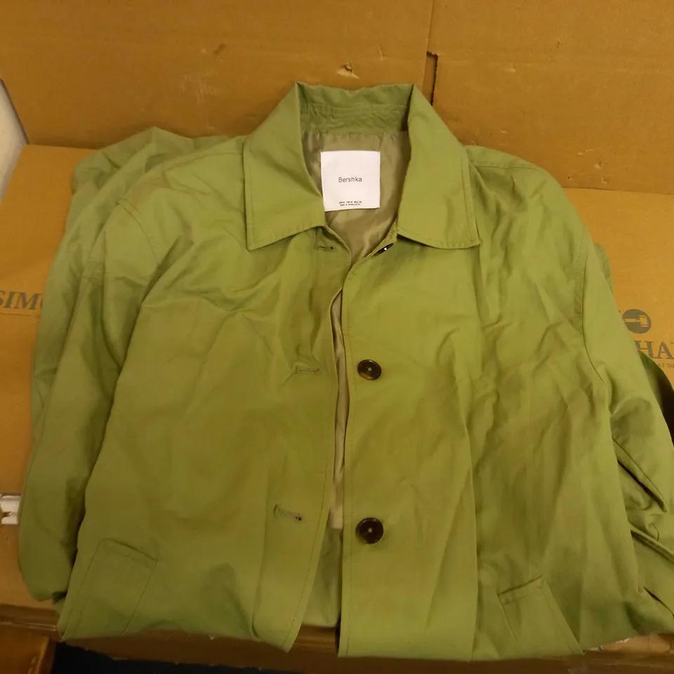 BERSHKA GREEN LONG COAT - SIZE EU M