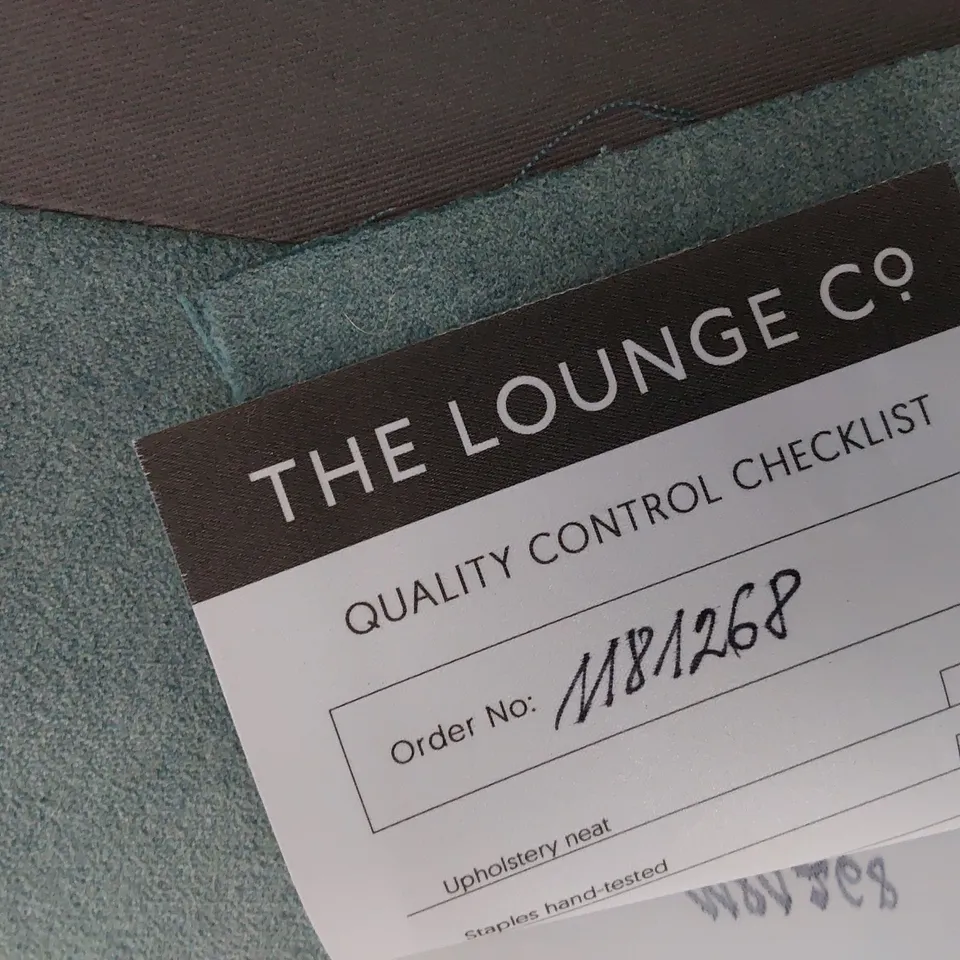 QUALITY BRITISH MADE LOUNGE Co THREE SEATER SOFA DUCK EGG BLUE PLUSH FABRIC 