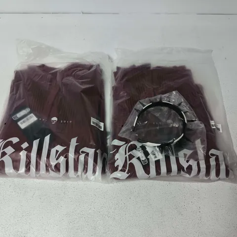 LOT OF APPROXIMATELY 45 BRAND NEW KILLSTAR CLOTHING ITEMS INCLUDES CUTE CHAOS HEADBANDS AND DUSK EMPRESS KNIT TOPS - VARIOUS SIZES