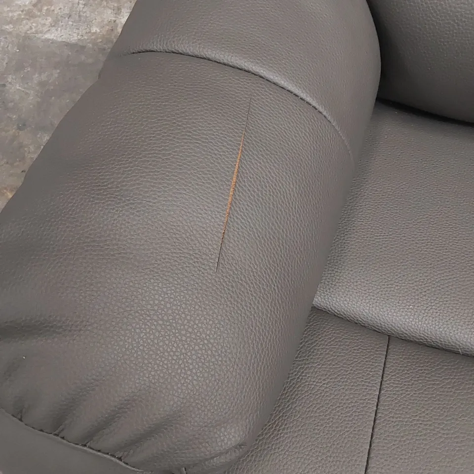 DESIGNER 2 SEATER LEATHER UPHOLSTERED MANUAL RECLINER SOFA