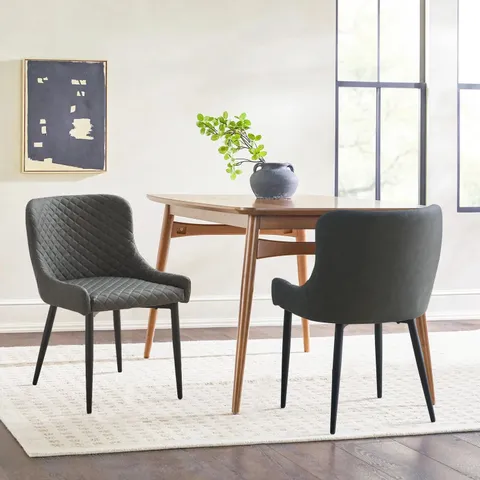 BOXED DUNDAS DINING CHAIRS [SET OF 2] [VELVET] GREY