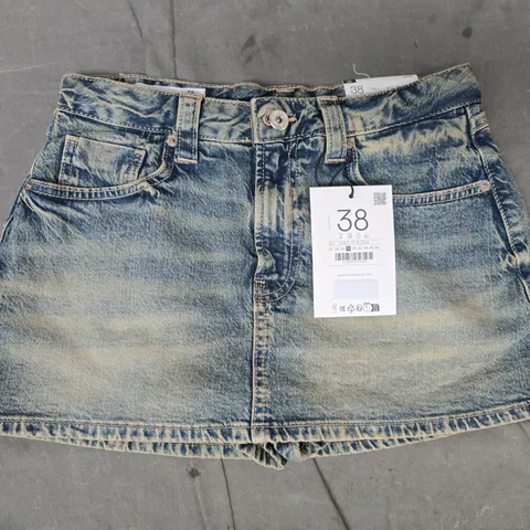 STRADIVARIUS D62 REGULAR WAIST MINI SKORT IN WASHED BLUE SIZE UK 10