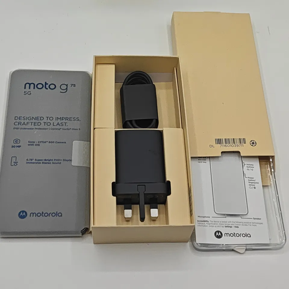 BOXED MOTOROLA G75 5G 8+128GB IN CHARCOAL GREY - MC434