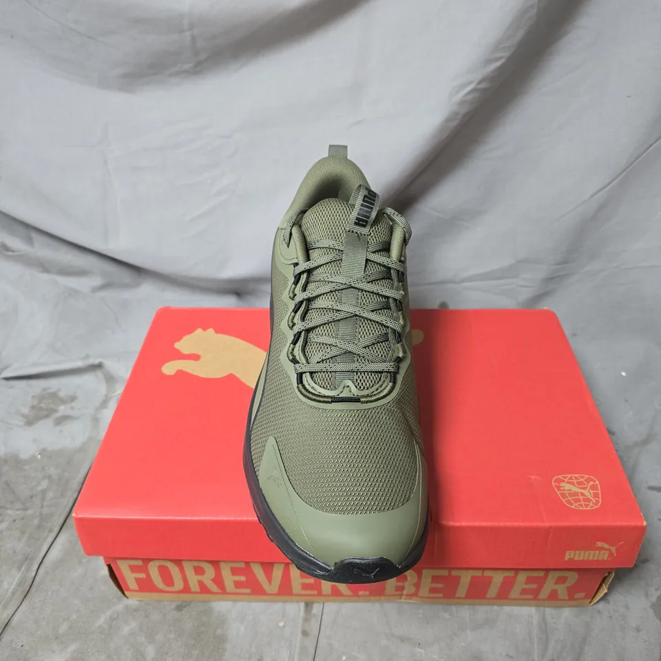 PUMA RUNNING SHOES – OLIVE GREEN, BOXED UK 13