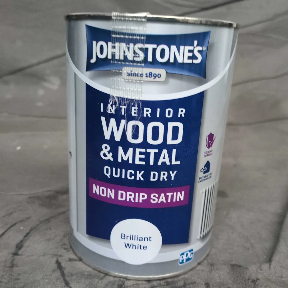 JOHNSTONE'S INTERIOR WOOD & METAL QUICK DRY SATIN PAINT – BRILLIANT WHITE - 1.25L