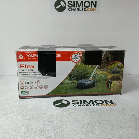 YARDFORCE IFLEX CORDLESS MOWER AND GRASS TRIMMER 3 IN 1 BOXED