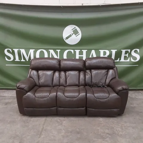 QUALITY DESIGNER 3 SEATER FAUX LEATHER ELECTRIC RECLINER CHAIR - BROWN