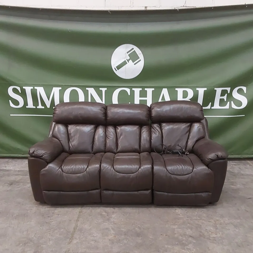 QUALITY DESIGNER 3 SEATER FAUX LEATHER ELECTRIC RECLINER CHAIR - BROWN