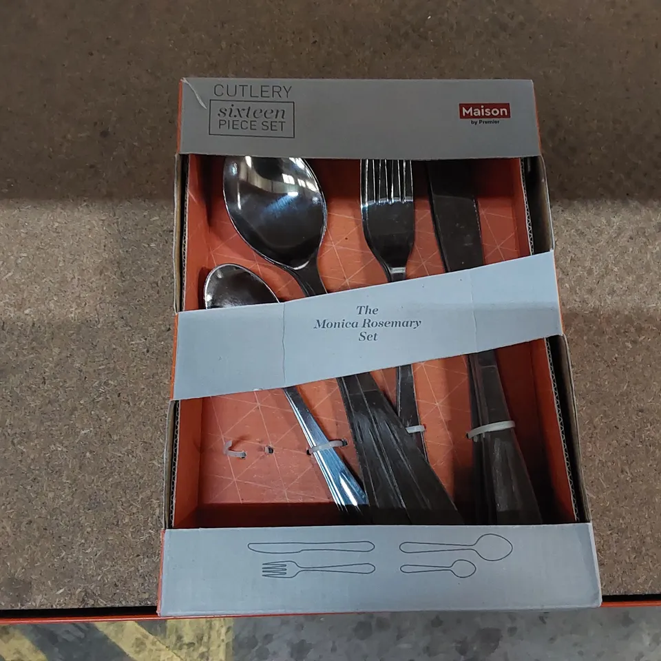 BOXED PREMIER MAISON 16 PIECE STAINLESS STEEL MONICA ROSEMARY CUTLERY SET (1 BOX)