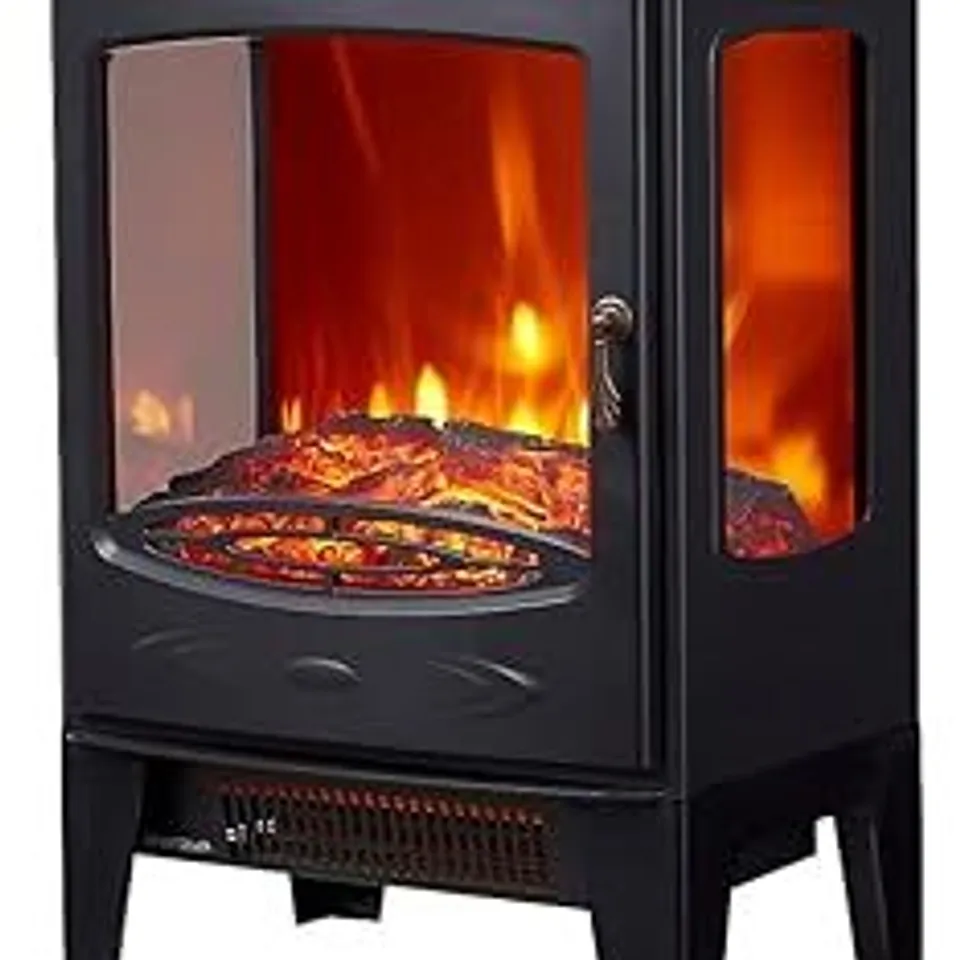 BOXED NEO FREESTANDING ELECTRIC FIRE HEATER WITH REALISTIC FIRE EFFECT - BLACK (1 BOX)