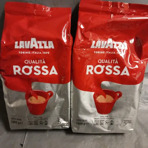 LOT OF 2 LAVAZZA QUALITA ROSSA 1KG PACKS OF COFFEE BEANS