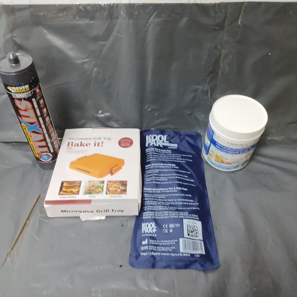 BOX OF APPROXIMATELY 15 ASSORTED HOUSEHOLD ITEMS TO INCLUDE CLOTHES STAIN REMOVER, REUSUABLE HOT & COLD PACK ETC