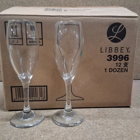 SET OF 12 LIBBEY TEARDROP 170ML FLUTE GLASSES